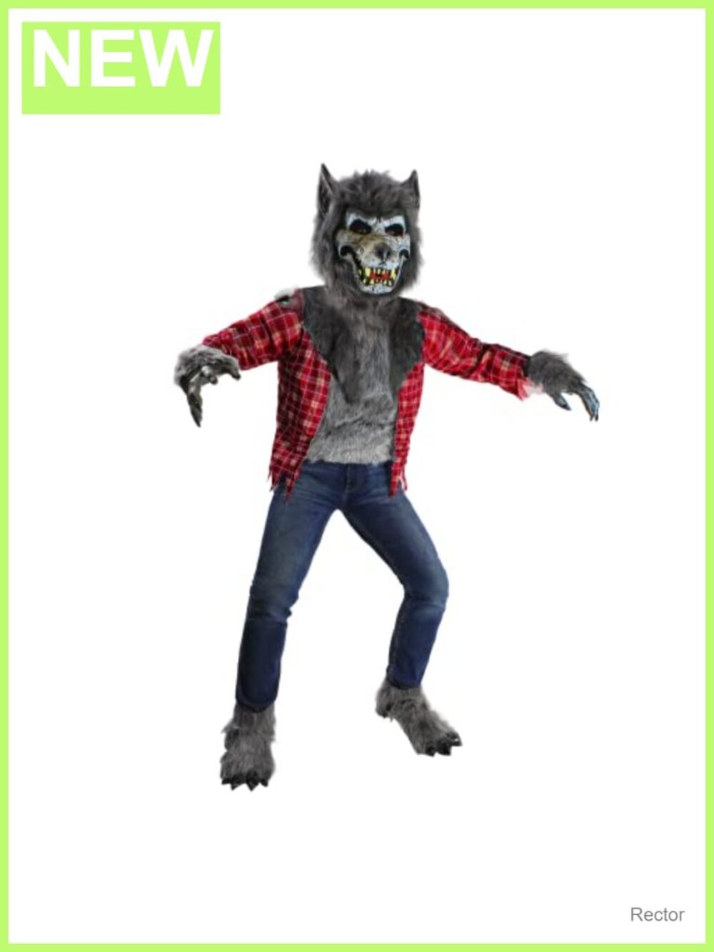 Werewolf Costume Kids Faux Fur Top Mask Gloves Halloween Dress Up